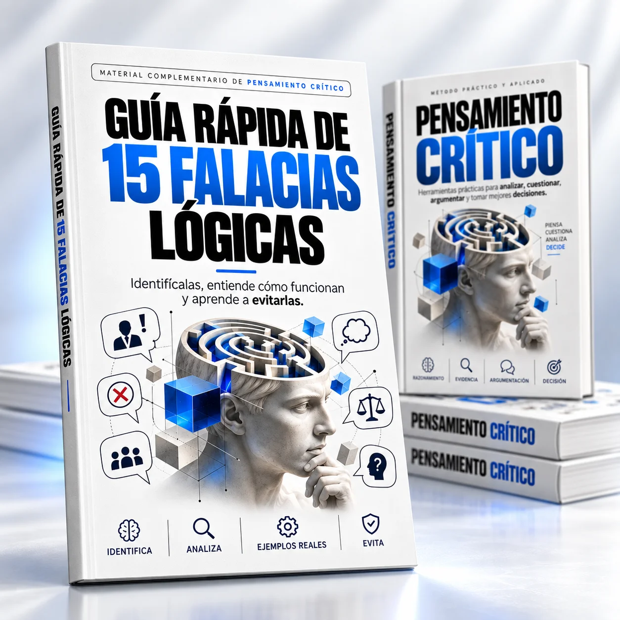 Mockup de la guía rápida de 15 falacias lógicas